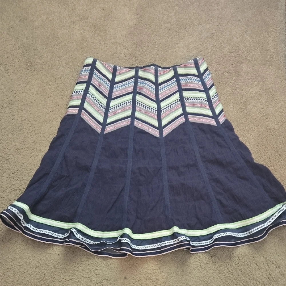 Nanette Lapore Navy Embroidered Skirt